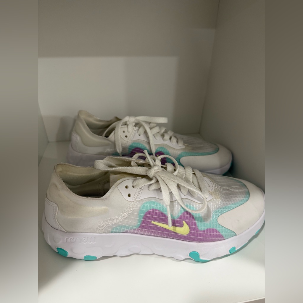 Nike Lightweight White + Green + Purple Running Shoes